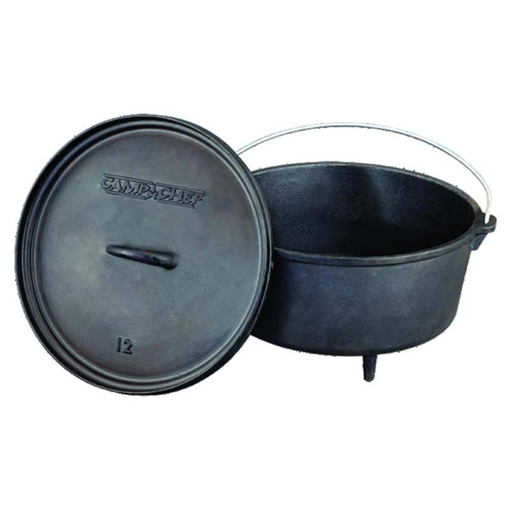 Camp Chef 12 inch Cast Iron Deep Dutch Oven With True Seasoned Finish, Size: 8 qt