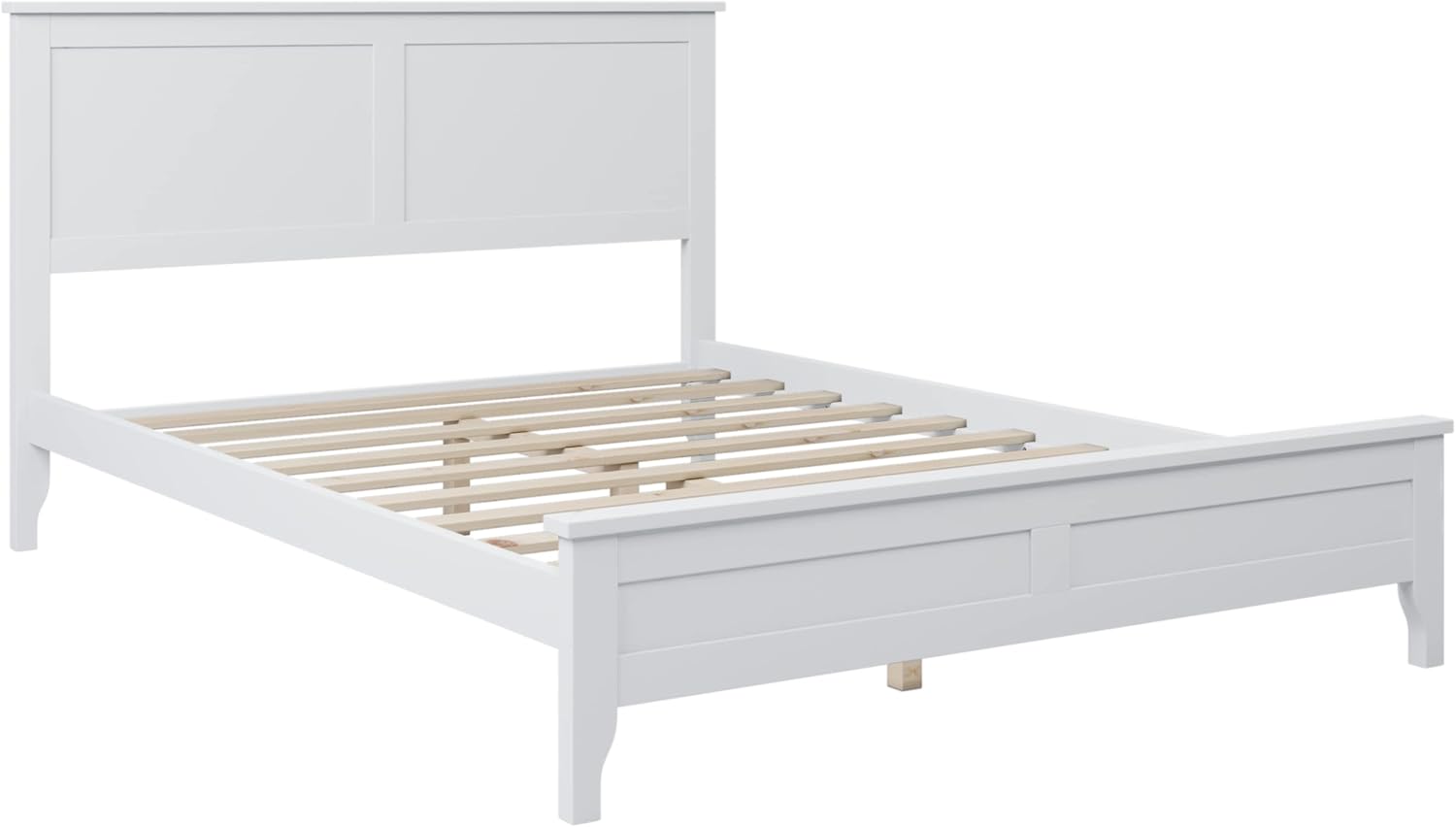 Full Size Platform Bed, Modern Style Wooden Bed Frame Full Wood Platform Beds with Headboard for Bed Room, No Box Spring Needed (White)