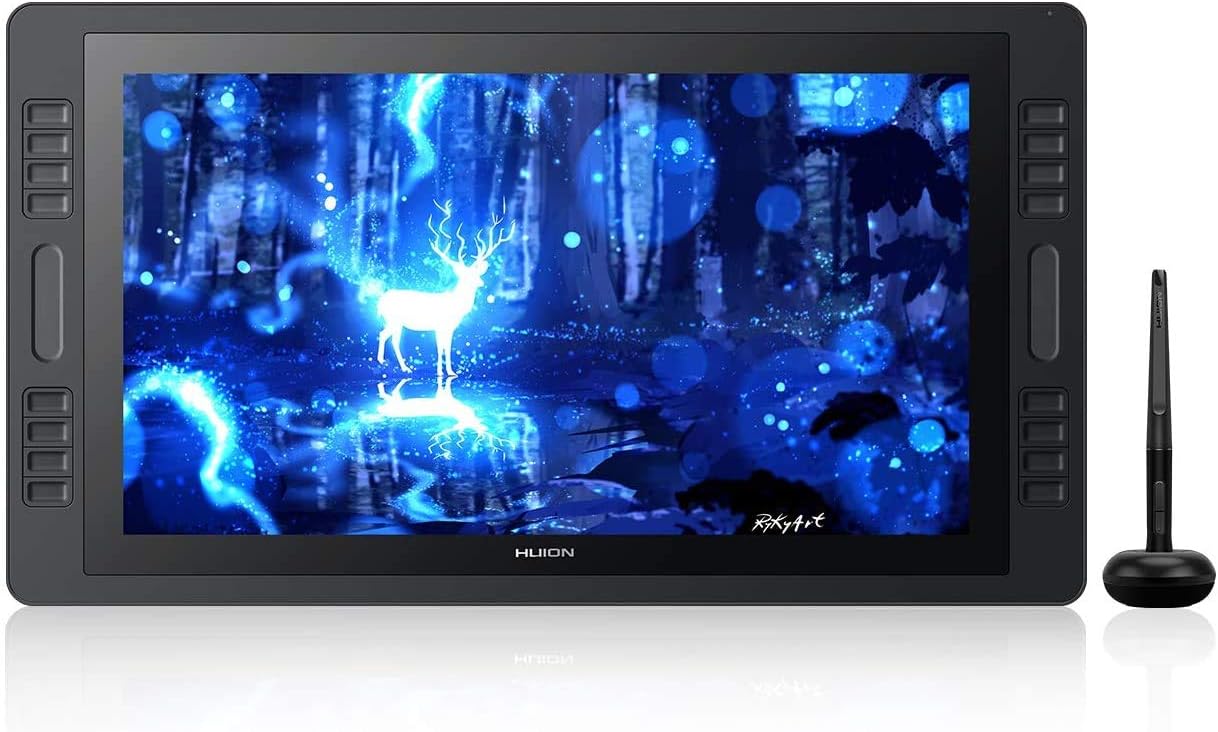 HUION KAMVAS Pro 20 Graphics Drawing Monitor Tablet with Full Laminated Screen 19.5inch Pen Display with Battery-Free Stylus Tilt 16 Express Keys 2 Touch Bars- Stand Included