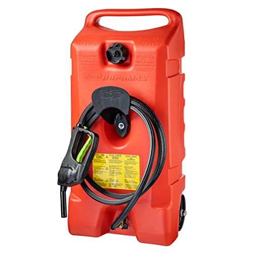 Scepter Flo N' Go Duramax 14 Gallon Portable Diesel Gas Fuel Tank Container Caddy with LE Fluid Transfer Siphon Pump and 10-Foot Long Hose, Yellow