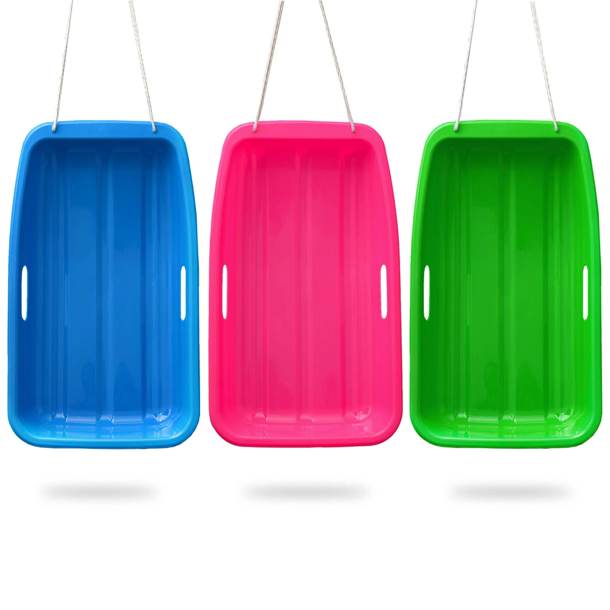 IMAGE Winter Durable Plastic Snow Sled in Boat Shape Snow Sledge for Kids and adult Outdoor Snow Seats , 25.6*14.2*4.3 inch inch Green Color