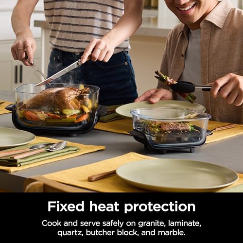 Ninja Crispi Air Fryer, Microwave, Freezer & Dishwasher Safe, Non Toxic Glass Portable Cooking System, 4 QT & 6 Cup Glass Containers with Storage Lids, Easy Meals, Air Fry, Bake, Green, FN101SG