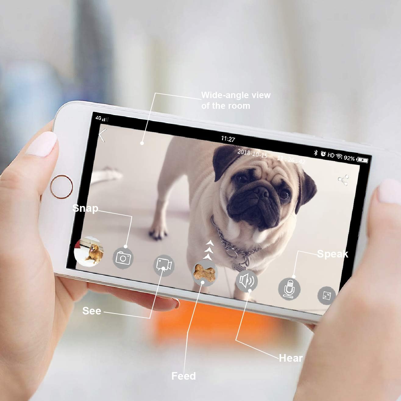 SKYMEE Petalk AI II Dog Camera Treat Dispenser, WiFi Remote Pet Camera with 180° PTZ and Night Vision, Compatible with Alexa