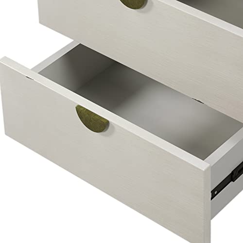 Double Dresser,Modern Drawer Dresser with Semi-Round Handle and Supporting Legs,Rubber Woodchest with Ample Storage Spaces,Drawer Organizers for Clothing,50.8''Lx17''Wx28''H,Antique White