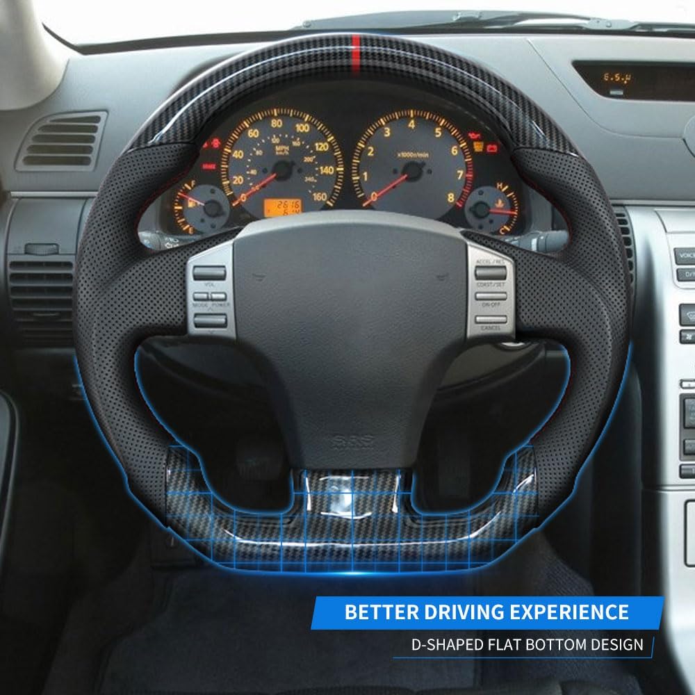 Hydro-Dip Carbon Fiber Perforated Leather Grip Steering Wheel, Car Steering Wheel Fit for Infiniti G35 2004-2007