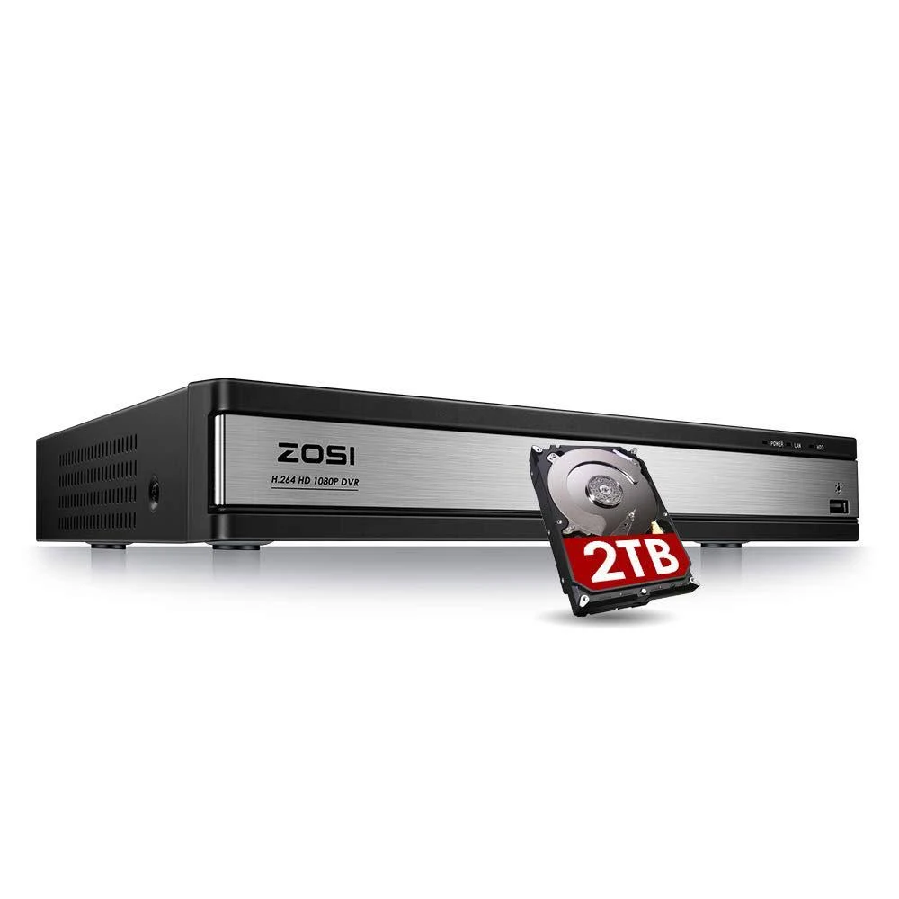 ZOSI 1080p 16-Channel Surveillance DVR Recorder Security 2TB Hard Drive for HD-TVI, CVI, CVBS, AHD 720P/1080P CCTV Cameras