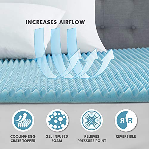 Sleep Philosophy Gel Infused Memory Foam Mattress Topper Luxurious, All Season Enhanced Bed Support, Cal King, 3" Thick, without Cover Blue