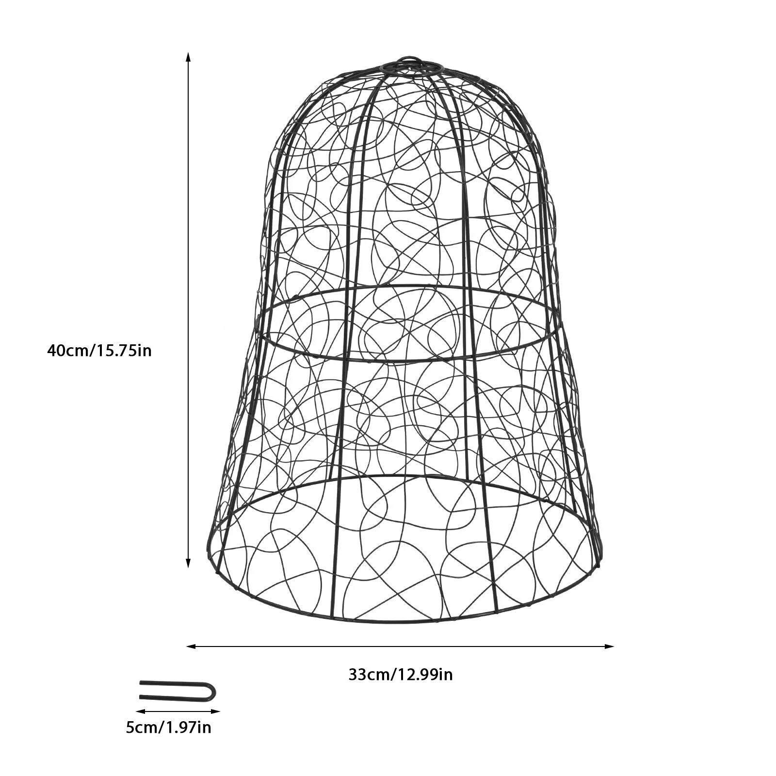 20PCS Garden Chicken Wire Cloche Plant Protector and Cover Iron Black/Green 12.99"H×15.75"