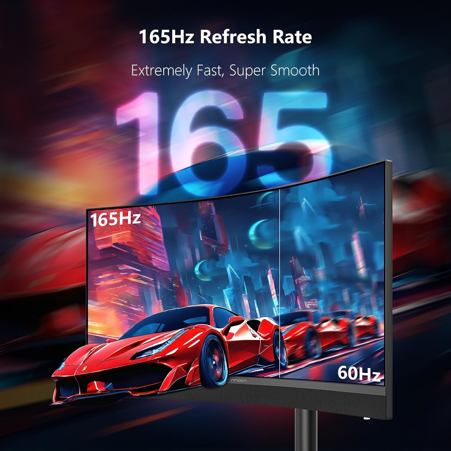 INNOCN 34" USB Type C Curved Ultrawide Gaming Monitor 3440 x 1440p 165Hz PC Computer Monitor Gamer, HDMI, DP, Built-in 2.1 Stereo Speakers, Charger Pad, Black, 34G1R