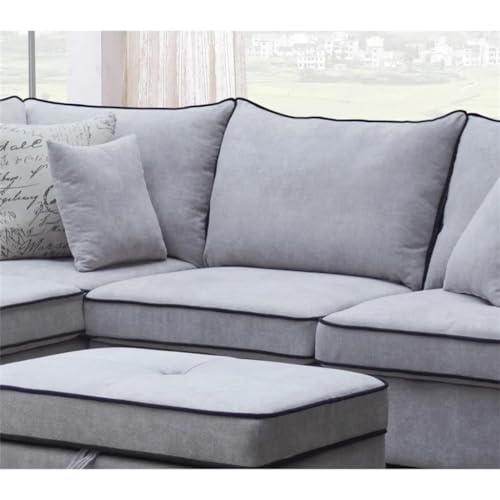 Light Gray Fabric Sectional Sofa with Left-Facing Chaise and Storage Ottoman