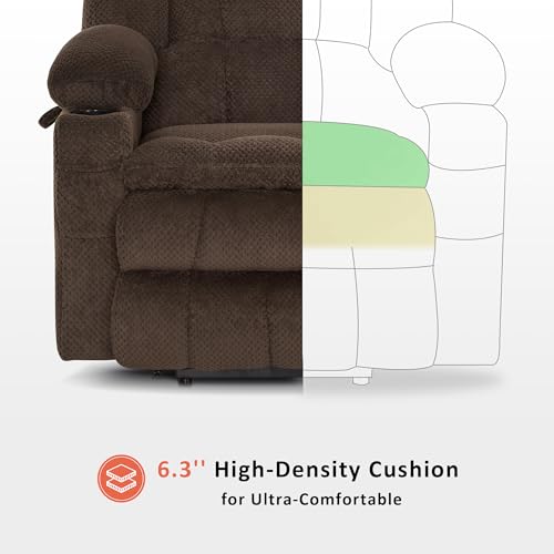 MCombo Dual Motor Power Lift Recliner Chair with Massage and Heat for Elderly People, Infinite Position, USB Ports, Cup Holders, Fabric 7890 (Medium-Regular, Burgundy)