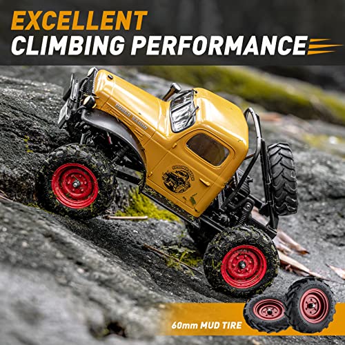 FMS RC Crwaler 1/24 Scale FCX24 Power Wagon RTR V2 4WD 2.4GHz 3CH Offroad RC Car Model Vehicle Hobby Grade Remote Control Car(Yellow)