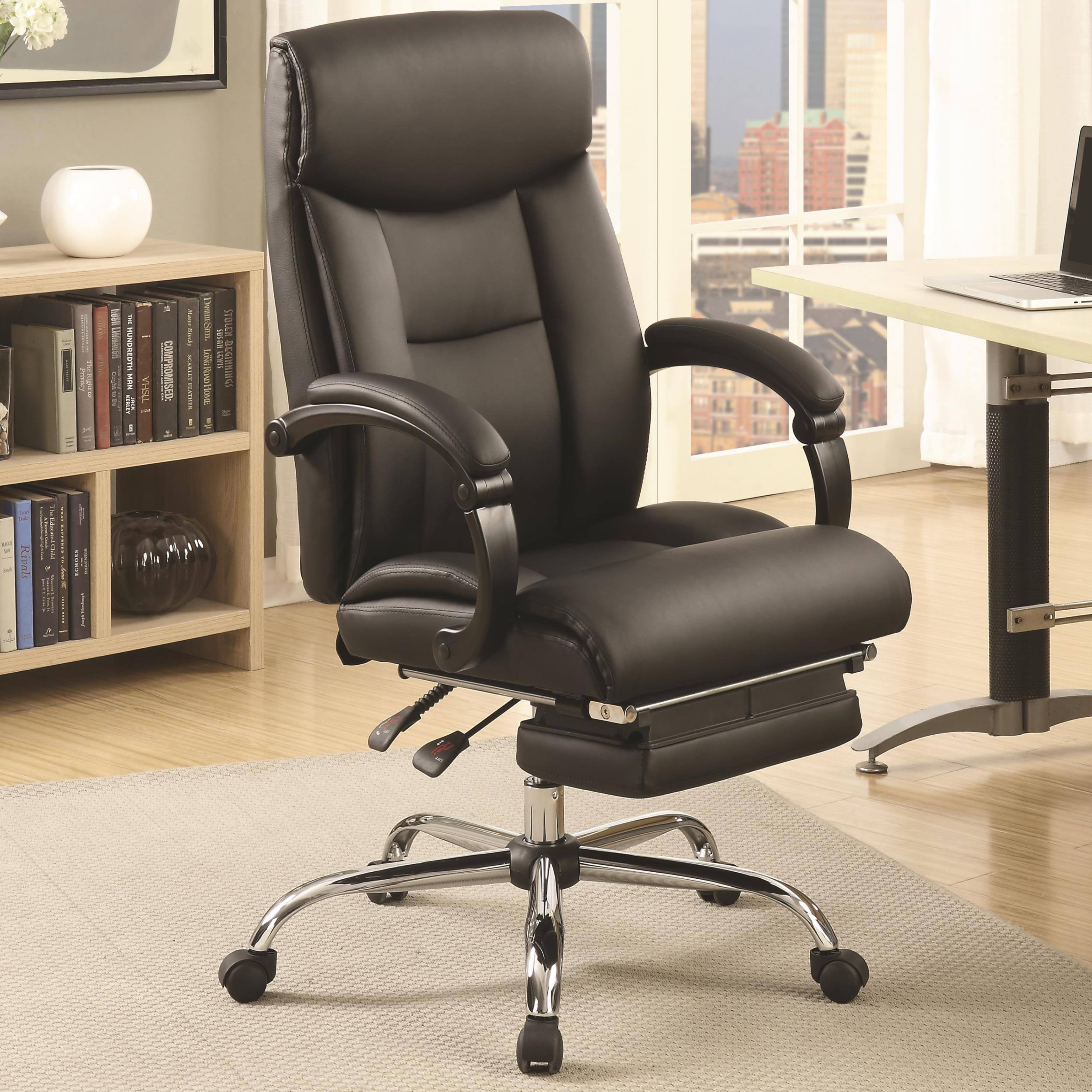 Executive Adjustable Reclining Office Chair with Incremental Footrest (Black)
