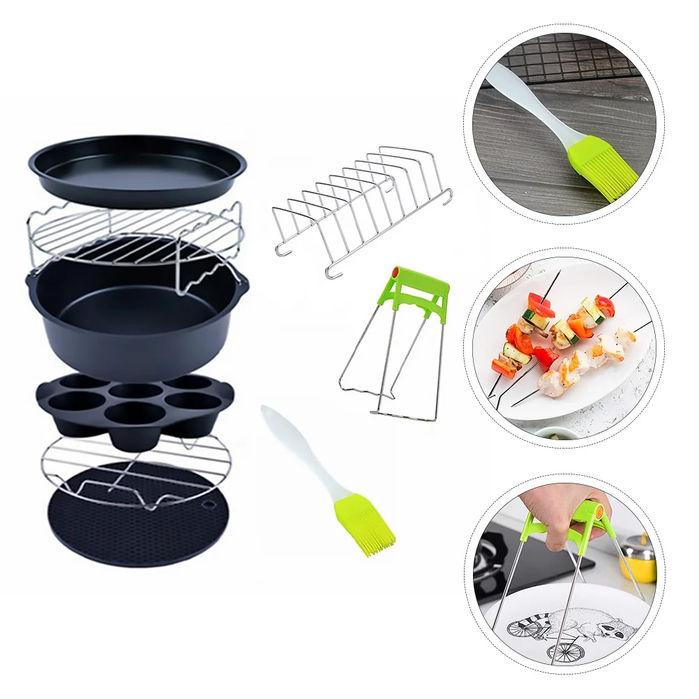 Frcolor Air Fryer Accessories Cooker Oven Set Kitchen Qt 7 3 Fry French Kit Food Rack Drying Trivet Accessory Basket Mould Cake