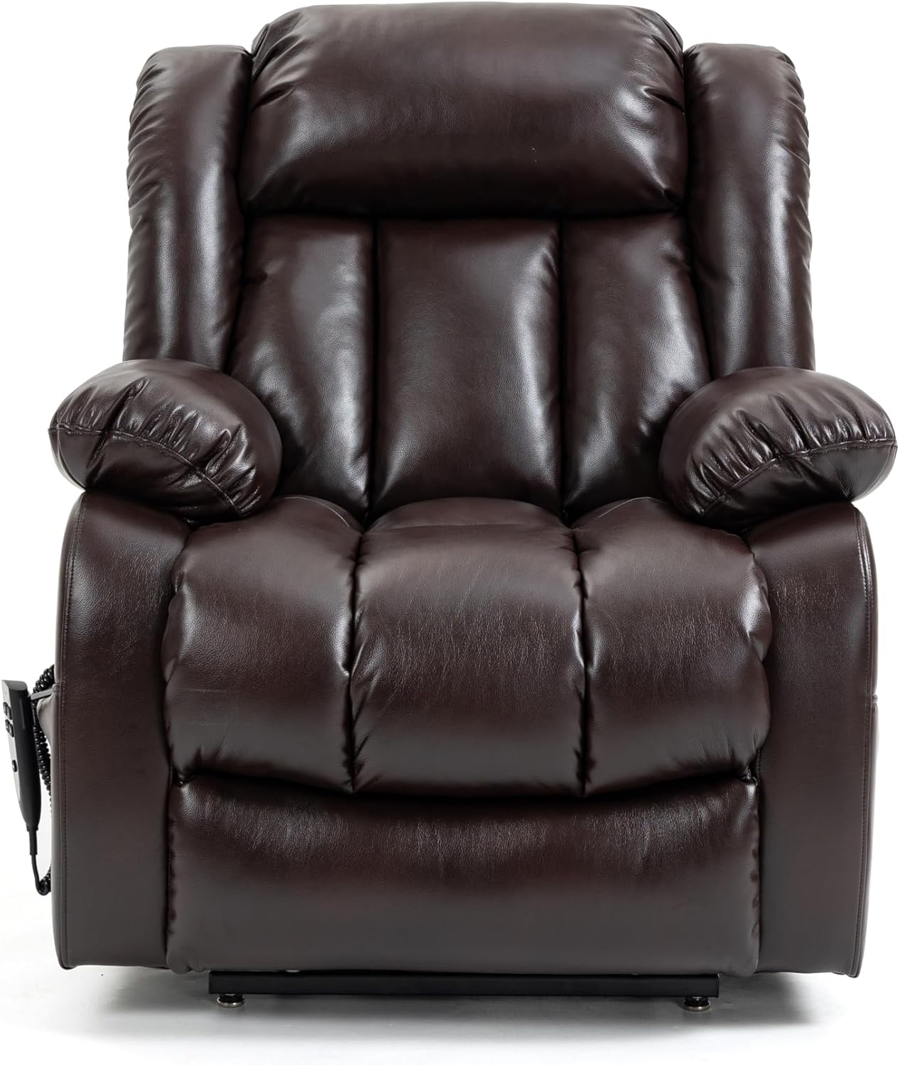 Dual Motor Electric Power Lift Recliner Chairs with Massage and Heat Vibration,Breathable Leather Lazy Lounge Sofa for Elderly, Heavy Duty Big Man Home Threat Seating with USB Ports for Living Room