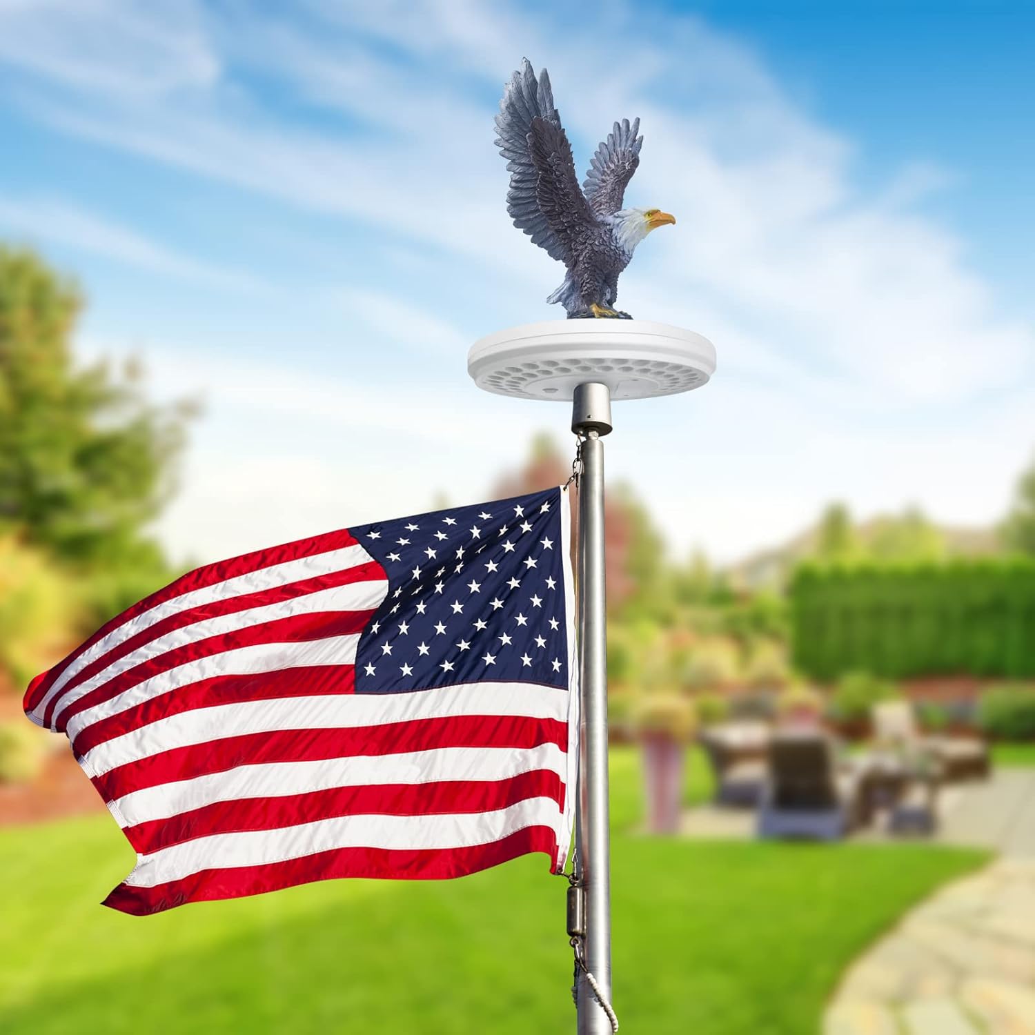 Eagle Flag Pole Topper Outdoor Waterproof Flagpole Finial 10.62 Inch Eagle Topper Ornament