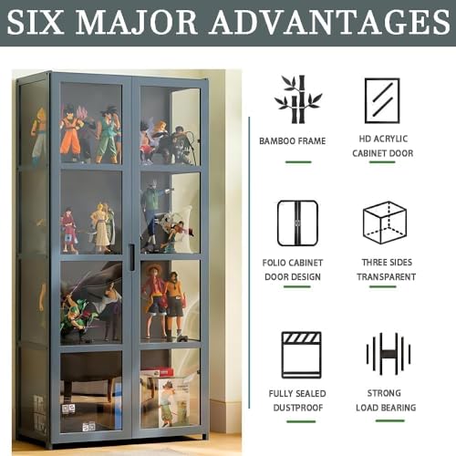 5-Tier Curio Display Cabinet, Storage Shelves with Acrylic Door, Collectibles Toy Organizers Rack & Display Shelf, Display Case for Playroom Bedroom Toddler's Room Kids Bookcase