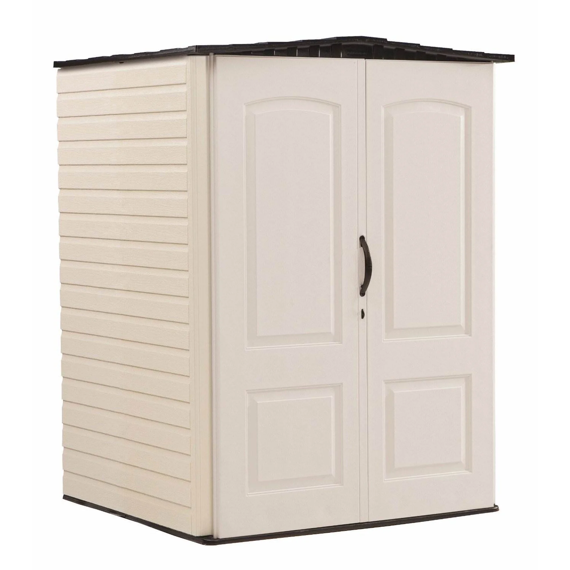 Rubbermaid Outdoor Medium Vertical Storage Shed, Resin, Beige, 72" H x 53.2" W x  57" L