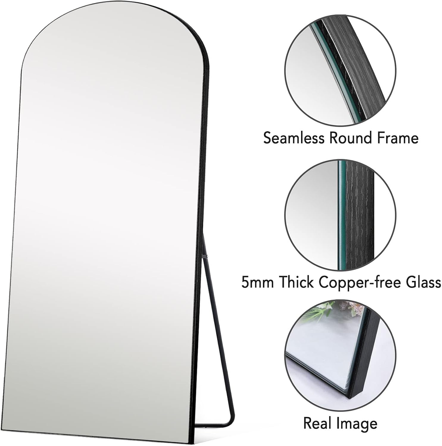 PexFix Full Length Mirror, 71''x31''Black Arched Mirror Large Floor Mirror Standing Leaning Hanging [71''x32''-Black]
