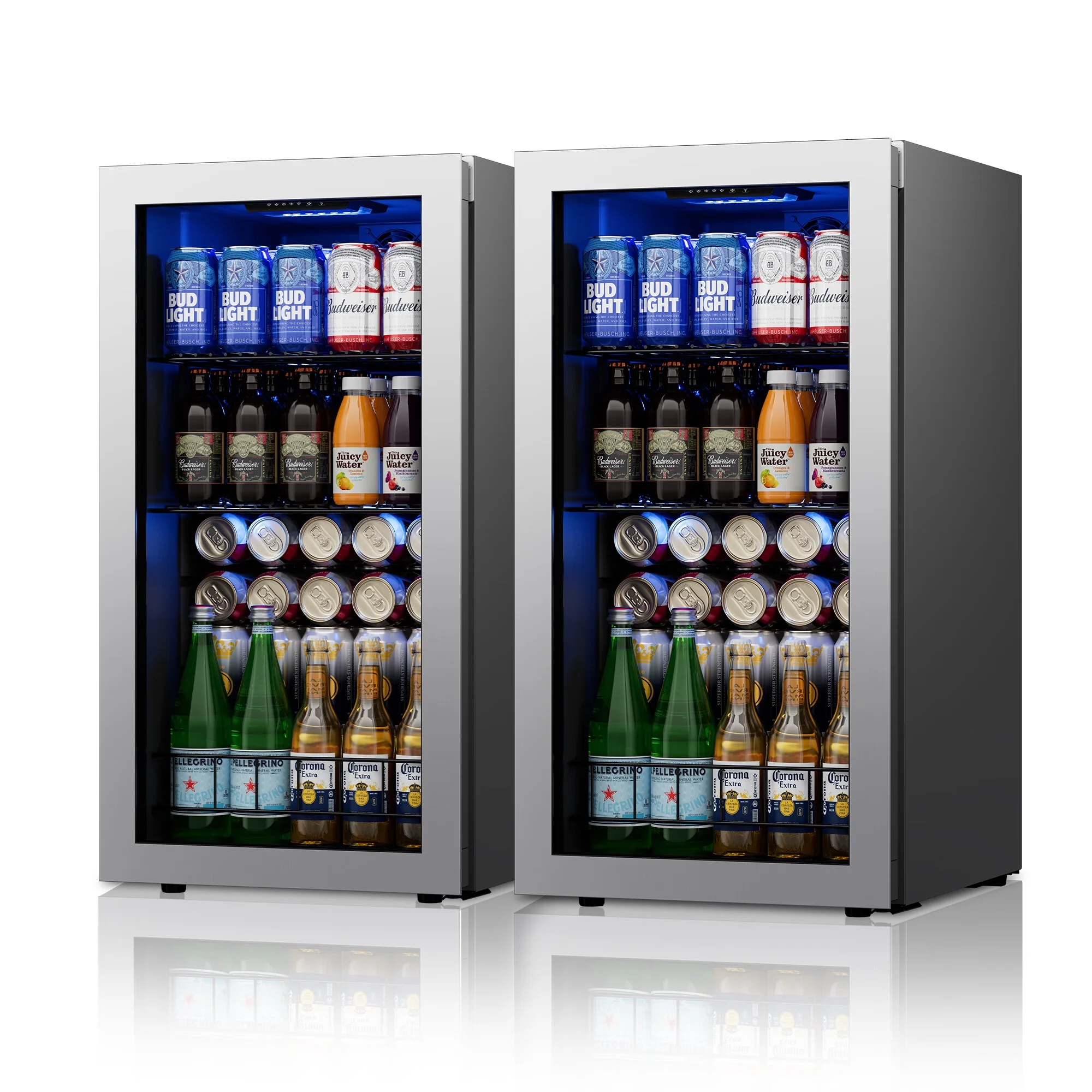 Ca'Lefort Beverage Refrigerator Cooler,242 Can Freestanding Beverage Fridge，Mini fridge with Glass Door for Home/Bar/Office(2 Pack)