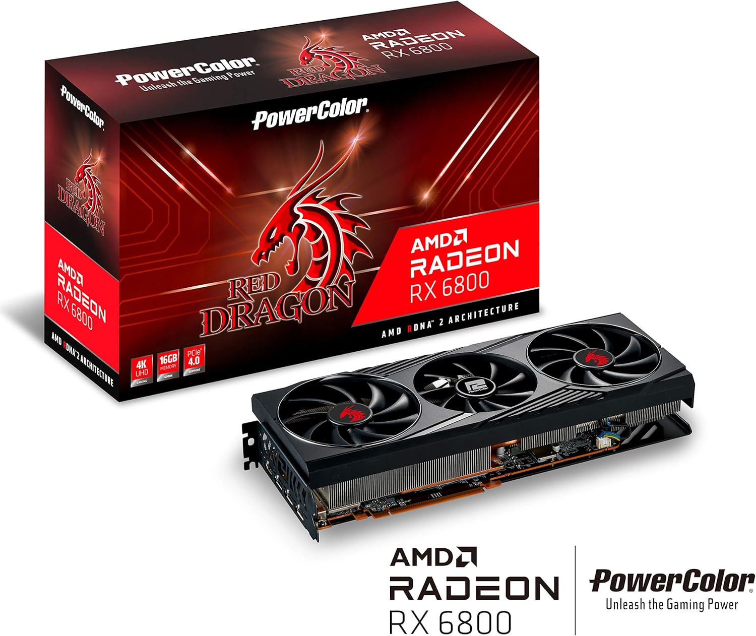 PowerColor Red Dragon AMD Radeon™ RX 6800 Gaming Graphics Card with 16GB GDDR6 Memory, Powered by AMD RDNA™ 2, Raytracing, PCI Express 4.0, HDMI 2.1, AMD Infinity Cache