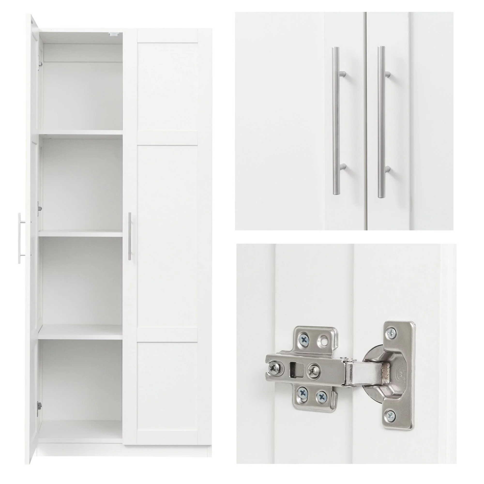 HIUU White Armoire Wardrobe 31 inches,Modern Tall Storage Cabinet for Living Room,Wood Pantry Storage Cabinet with Doors
