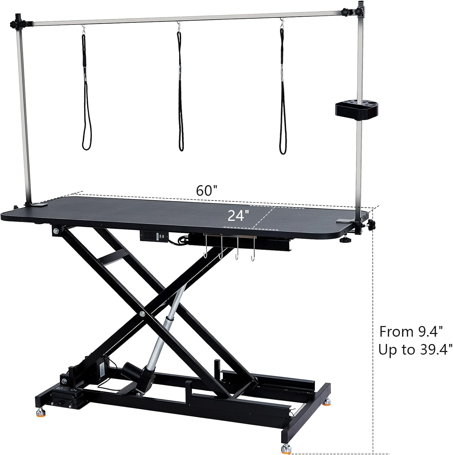 60" Hydraulic Dog Grooming Table for Pet, Heavy Duty Structural Hydraulic Max Load 350Lbs Professional Pet Grooming Table with Adjustable Overhead Arm & Noose Height Range 9.4''-39.4''2024