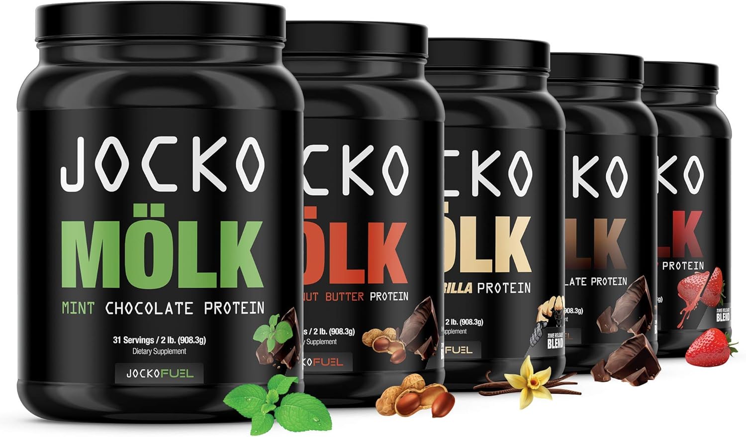 Jocko Mölk Protein Powder (Mint Chocolate) - Keto, Probiotics, Grass Fed Whey, Digestive Enzymes, Amino Acids, Sugar Free Monk Fruit Blend - Supports Muscle Recovery and Growth - 31 Servings Pack of 2