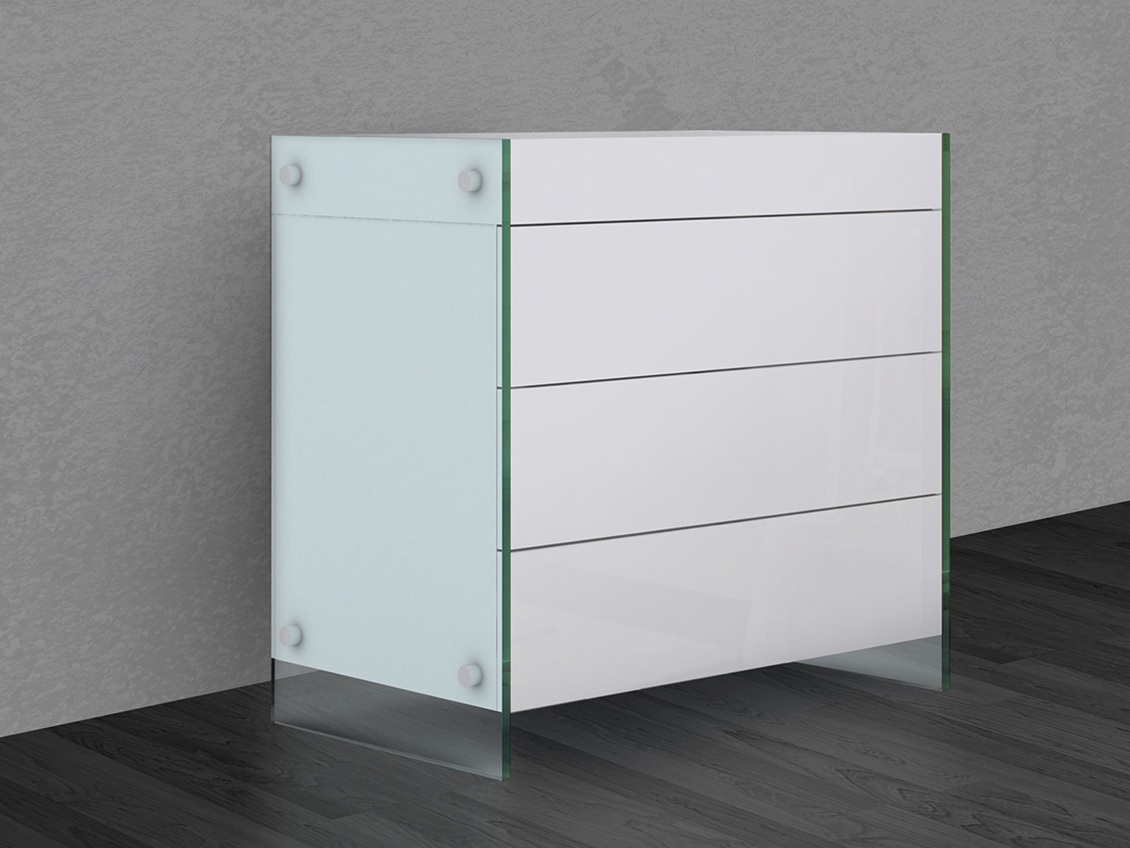 Casabianca Furniture Modern Il Vetro Engineered Wood Dresser in White