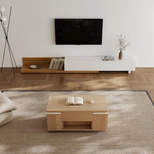 homary Black Lift-Top Coffee Table with Hidden Storage, 3-in-1 Modern Folding Center Table with 4 Stools, Casters, and Lockable Wheels – Convertible Dining & Office Table for Living Room