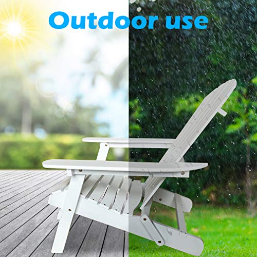 Adirondack Chair Lawn Chair Folding Adirondack Chair Patio Chairs Outdoor Chairs Patio Seating Fire Pit Chairs Wood Chairs for Adults Yard Garden w/Natural Finish (White)