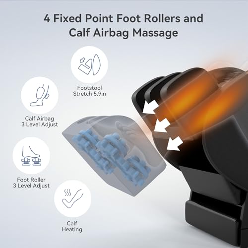 Real Relax 2025 Dual Core S Track Massage Chair,Full Body Airbags Massage Recliner,Zero Gravity with APP and LCD Control,Lower Back and Calf Heating,Foot Roller,Bluetooth,Home or Office Use,Black