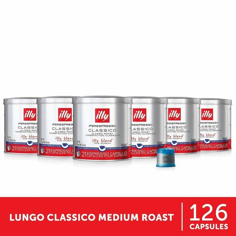 Illy iperEspresso Capsules Lungo Classico Medium Espresso Coffee 126Ct