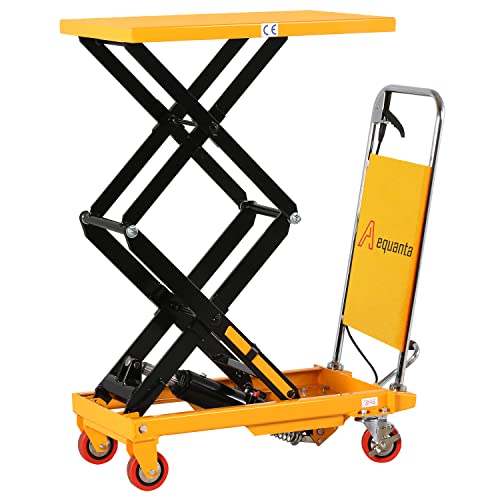 Double Scissor Hydraulic Mobile Lift Table Multi-Function Platform Cart 59" Lifting Height 1760lbs Capacity Suitable for Handling Work