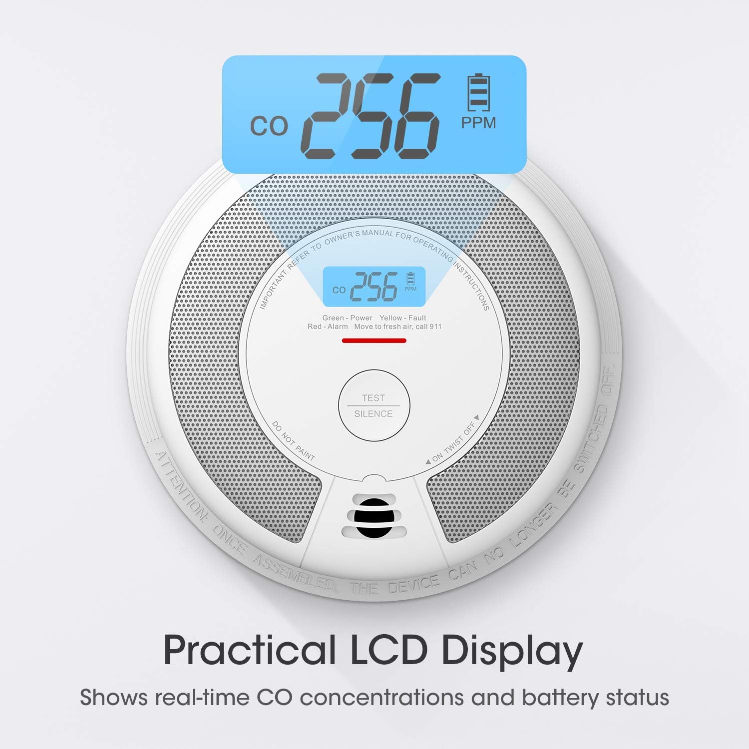 X-Sense Wireless Interconnected Combination Smoke and Carbon Monoxide Detector with LCD Display & 10-Year Battery, Over 820 ft Transmission Range, SC07-W, Pack of 6