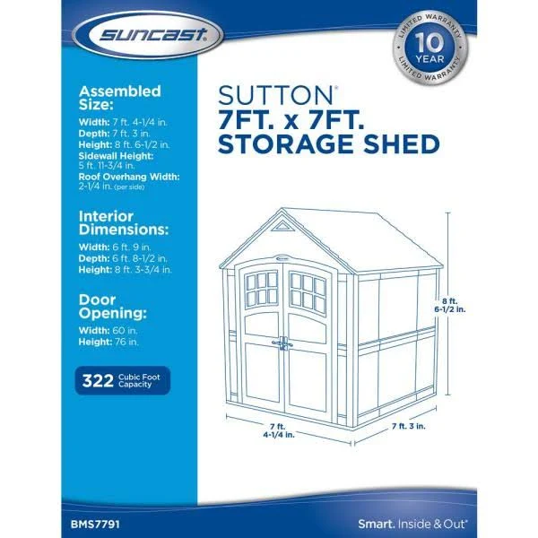 Suncast Sutton 7 ft. x 7 ft. Storage Shed