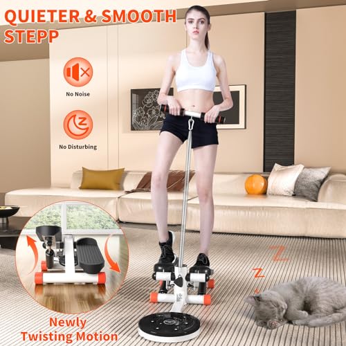 Mini Twist Stepper with Resistance Bands, Stepper Machine with 330LBS Weight Capacity, Mini Stepper with Adjustable Twist Table, LCD Monitor, for Full Body Workout,Smooth and Quiet