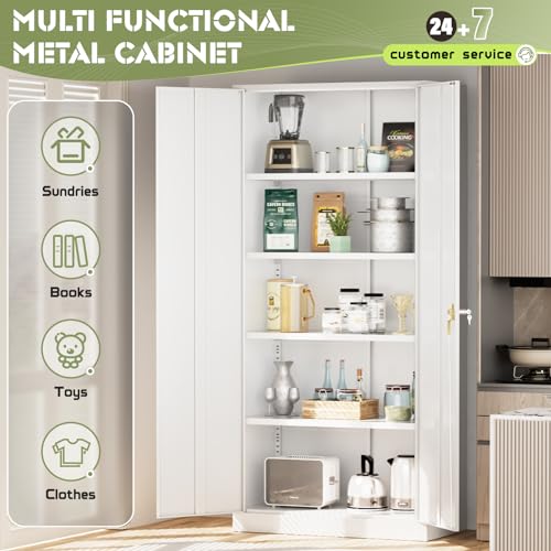 Incbruce 72” Metal Storage Cabinet, Garage Cabinets and Storage System with Doors and Shelves, Tall Lockable Tool Cabinet for Garage, Office, Home (Black)
