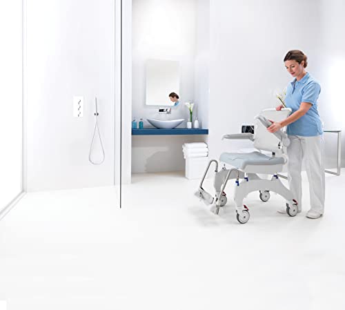 Aquatec Ocean Ergo XL Shower and Commode Chair with Collection Pan, Lid and Pan Support Guide Rail, OCEANERGOXL