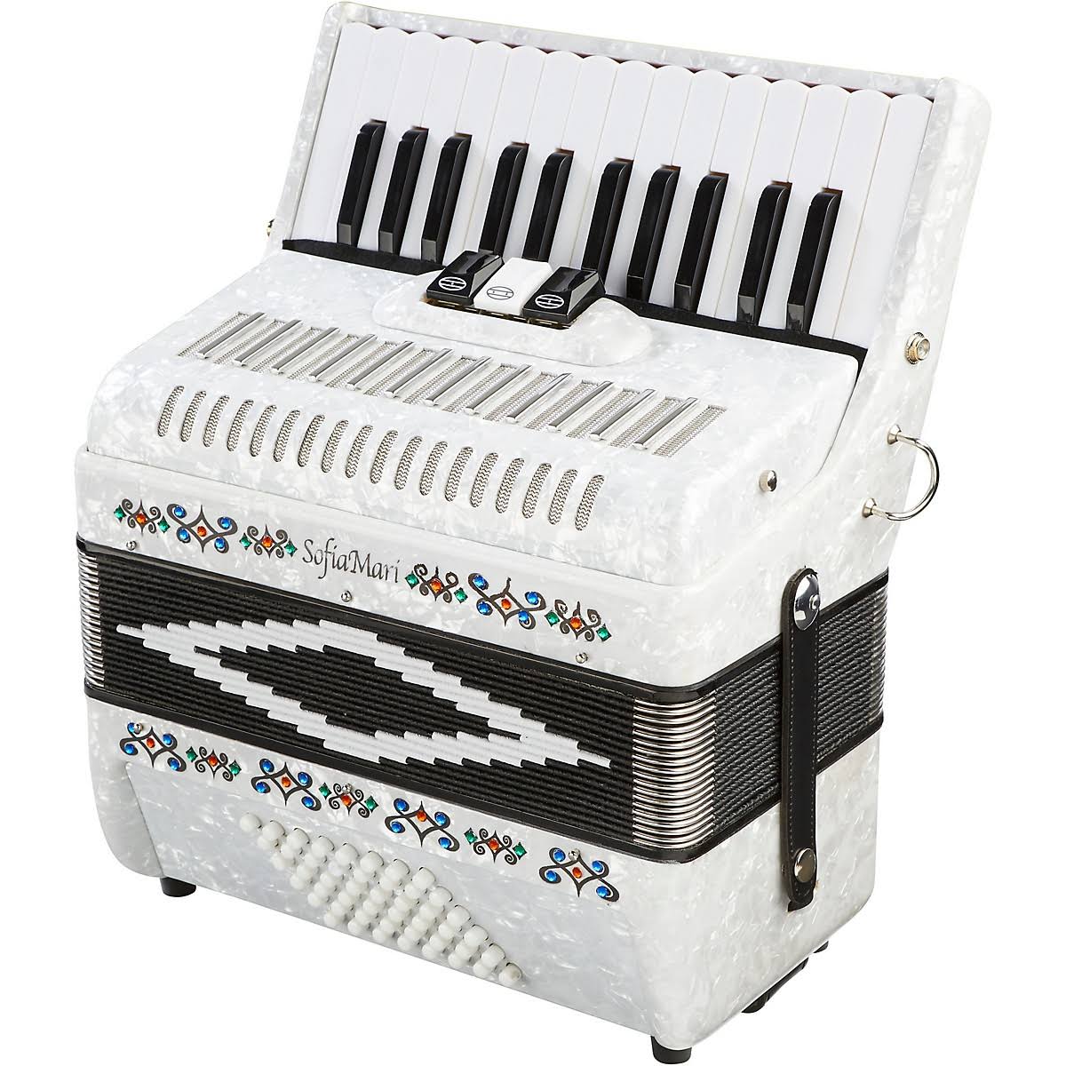 SofiaMari Sm-2648, 26 Piano 48 Bass Accordion White Pearl