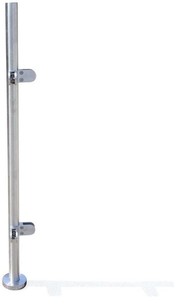 NOPTEG 35" Glass Railing Post - 【Corner Post】 304 Stainless-Steel Glass Panels Deck Railing System Glass Fence Panels Glass Railing Hardware Glass Stair Railing System (Free-Handrail Version Pack of 2