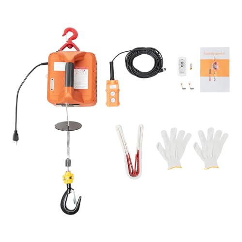 Portable Electric Hoist Winch 440Lbs 3-in-1 Electric Winch with Manual, Wire and Wireless Remote Control 1500W 110V Electric Hoist Lifting Speed: 5m(16ft)/min (440Lbs)