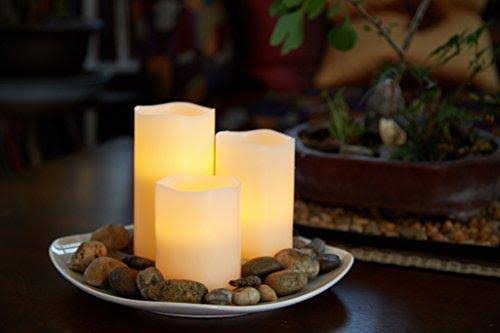 Best Realistic Flickering Real Wax Pillar Candles - Flameless Battery Operated LED Candles with Remote - Perfect Long Lasting SE