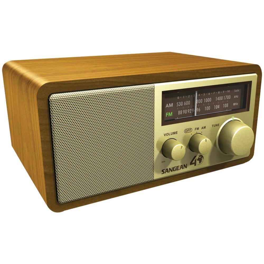 Sangean WR-11SE FM/AM Analog Wood Cabinet Receiver Radio Tuner - Walnut Gold