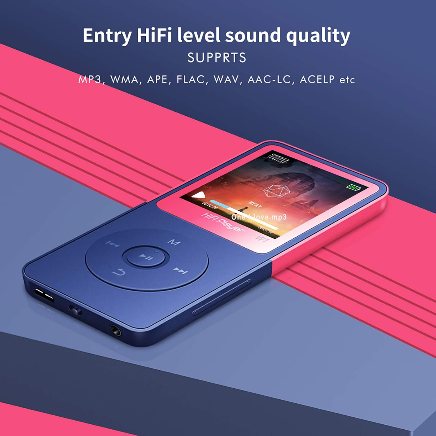 MP3 Player with Bluetooth 1.8" LCD Screen 8GB Support 128GB TF Card (Not Included) GOPOSOO Portable Metallic HiFi Sound MP4 Music Player with Speaker, FM Radio, Voice Recorder for Kids,Walkman Pack of 2