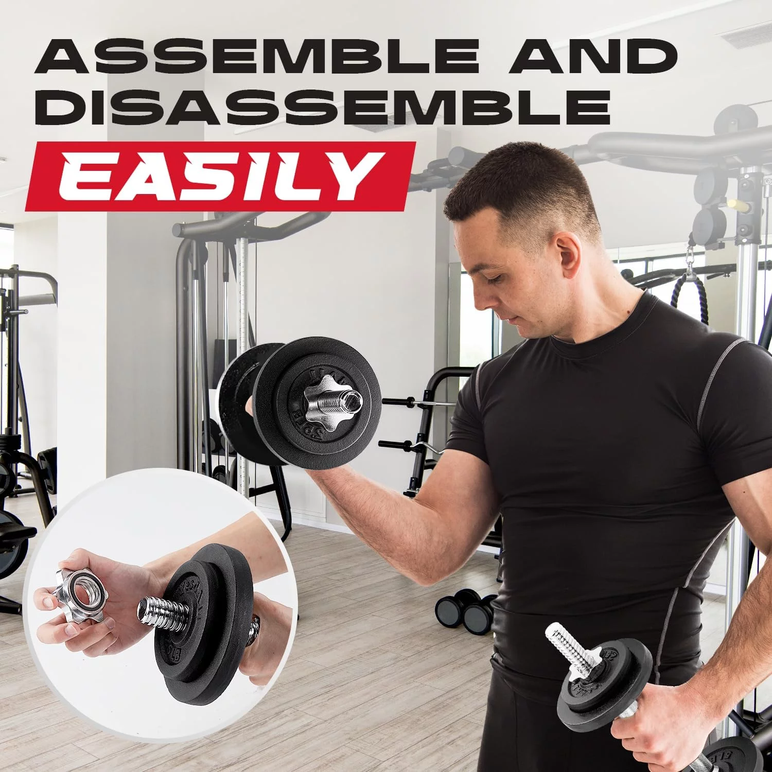 Yes4All 50 lbs Adjustable Dumbbell Weight Set For Home Gym, Cast Iron Dumbbell, Pair