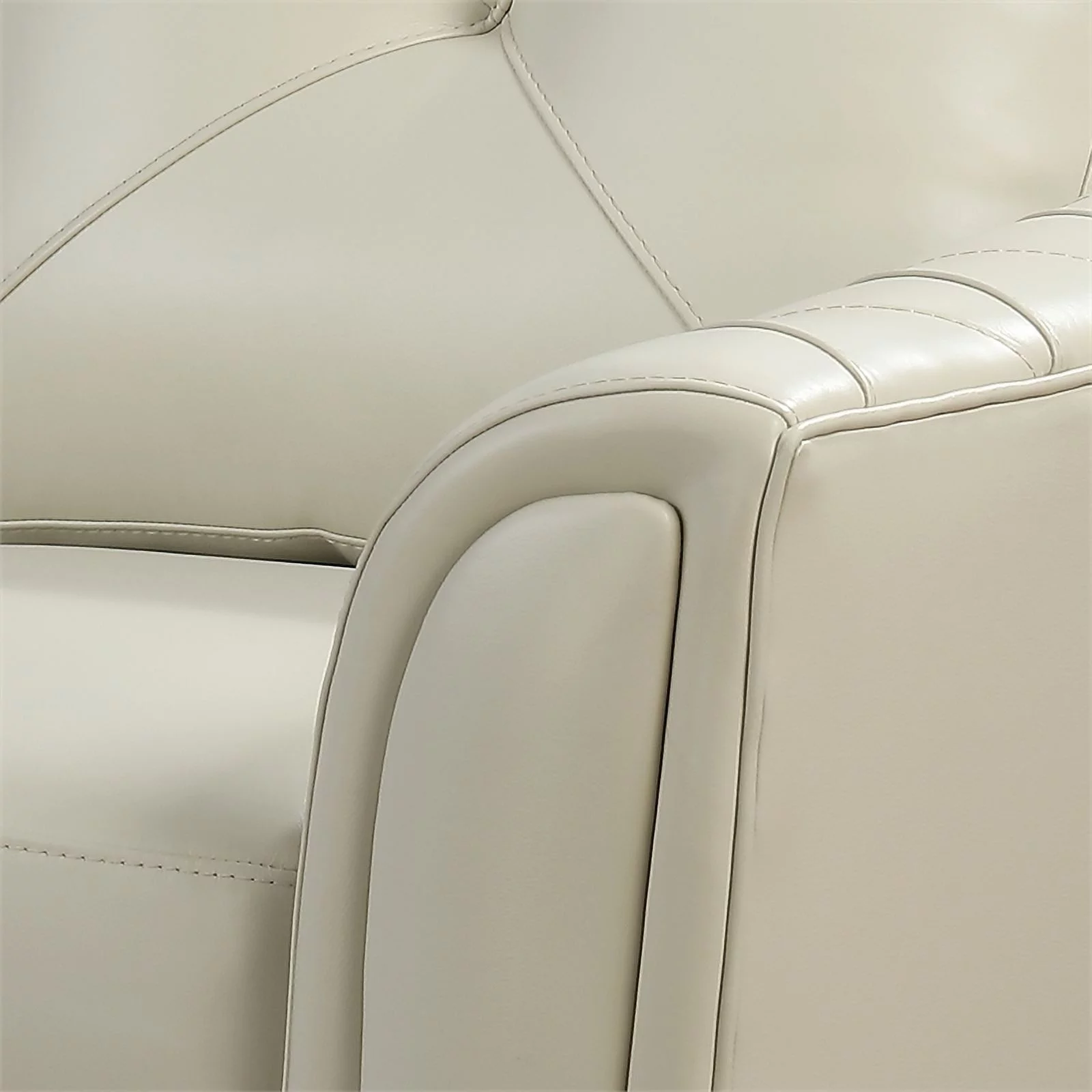 Daily Tufted Leather Sofa In Ivory