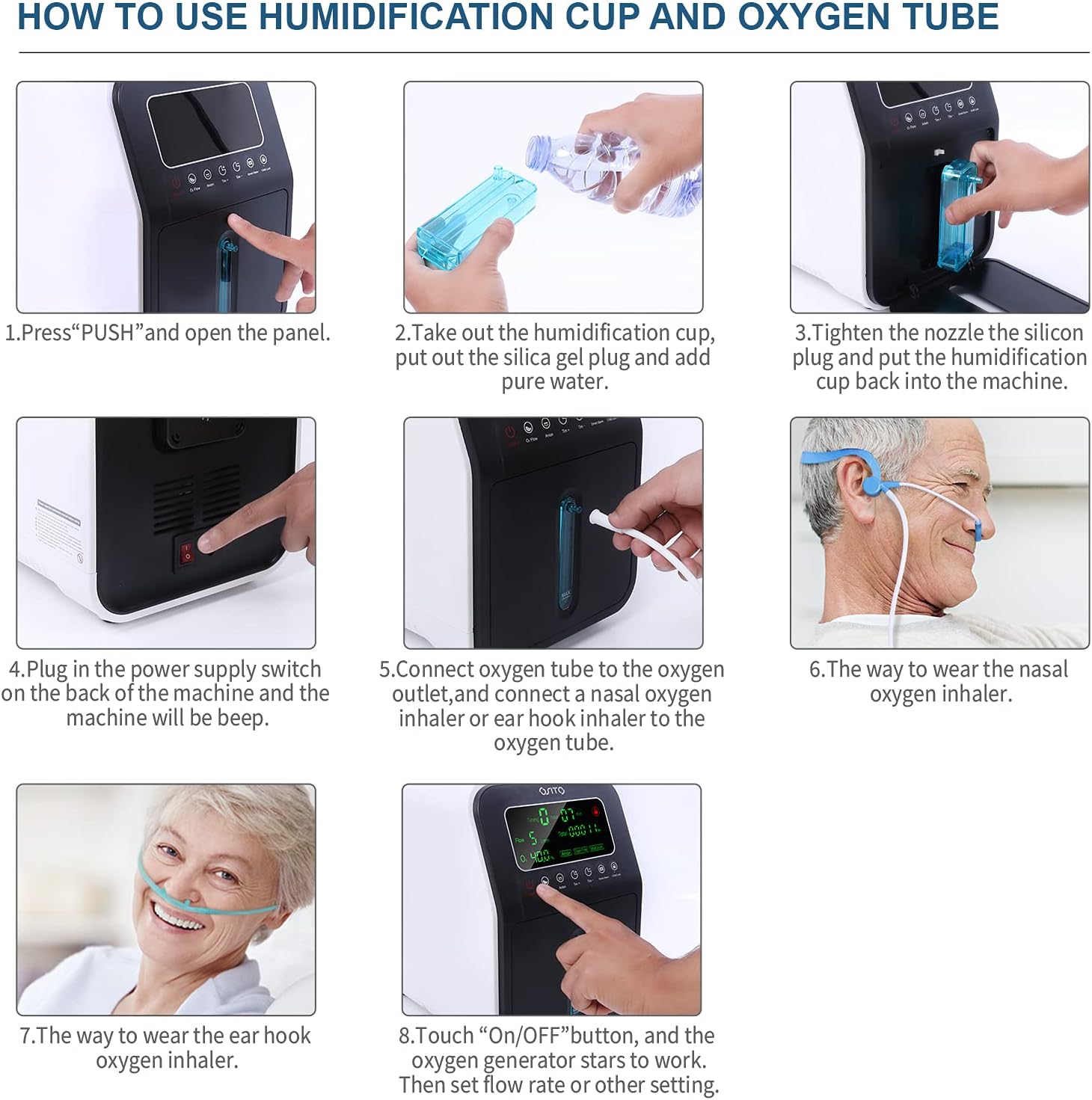 Oxygen Concentrator Home Care Portable Oxygen Generator Low Operation Noise Air Purifier 1-7L