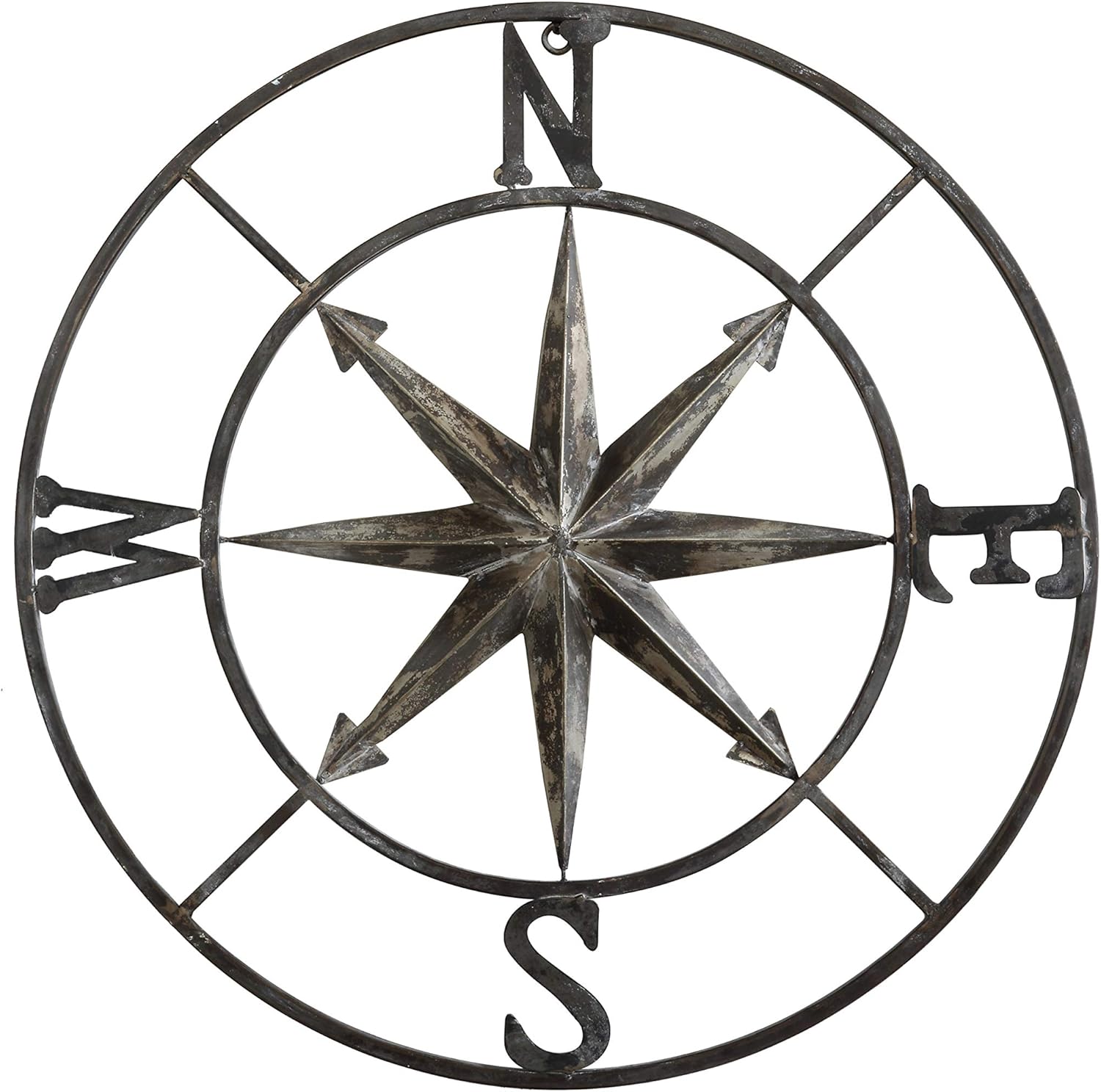 Creative Co-op Decorative Round Metal Compass Wall D&eacute;cor, 30", Black,DA7818
