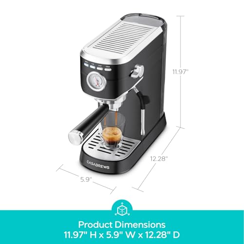 CASABREWS CM5418 Espresso Machine 20 Bar, Compact Espresso Maker with Steam Milk Frother, Stainless Steel Coffee Machine with 34oz Removable Water Tank for Cappuccino, Latte, Silver